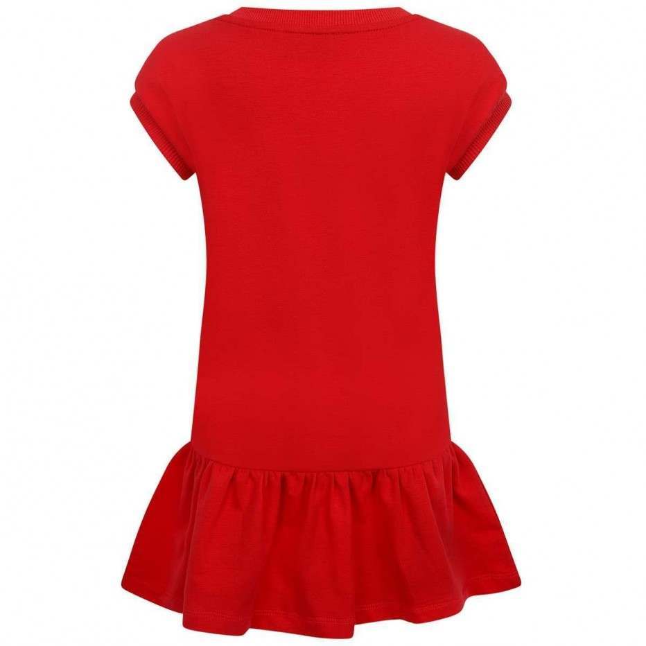 Girls Red Teddy Cotton Dress