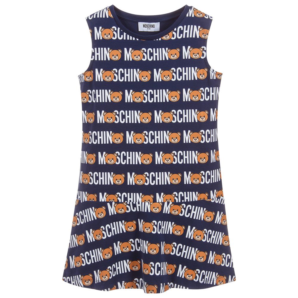 Girls Blue Toy Lettering Cotton Dress