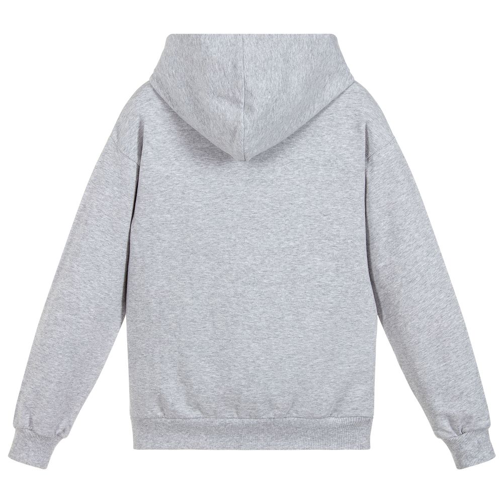 Boys & Girls Grey Teddy Hooded Cotton Sweatshirt