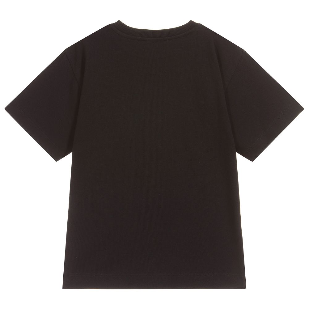 Boys & Girls Black Maxi Cotton T-Shirt