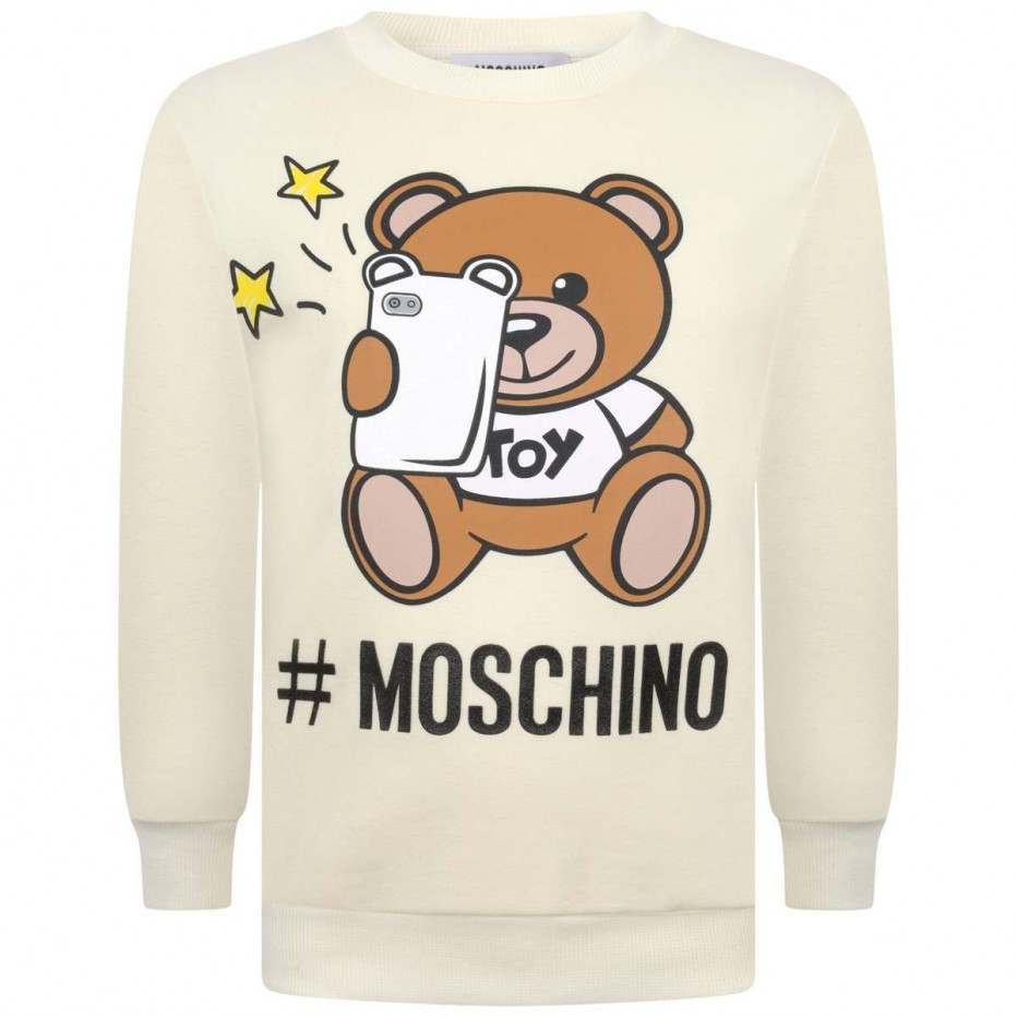 Girls Ivory Print Cotton Sweatshirt