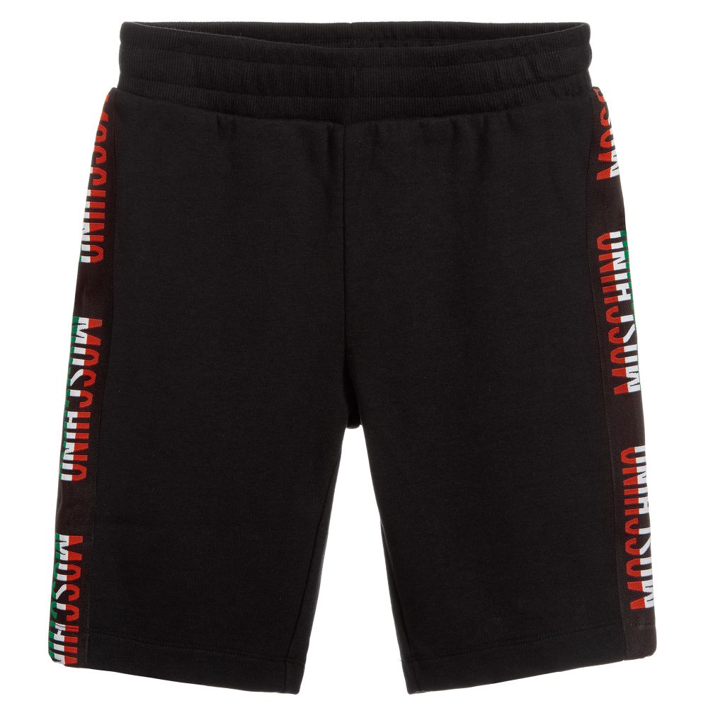 Boys Black Logo Cotton Shorts