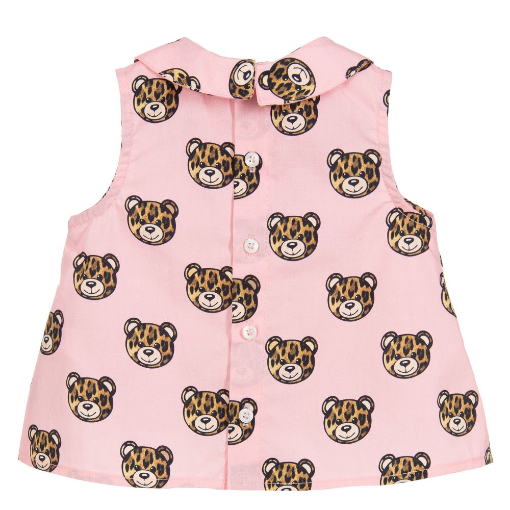 Baby Girls Pink Leopard Cotton Blouse
