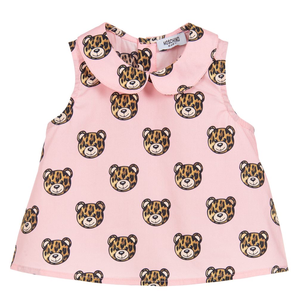 Baby Girls Pink Leopard Cotton Blouse
