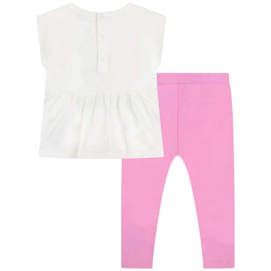 Baby Girls White & Pink Teddy Cotton Set