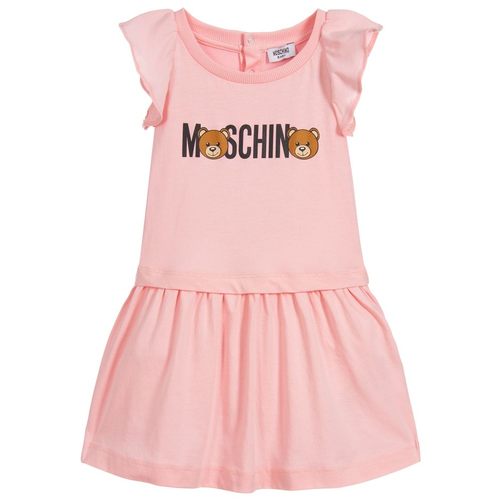 Baby Girls Pink Teddy Cotton Dress