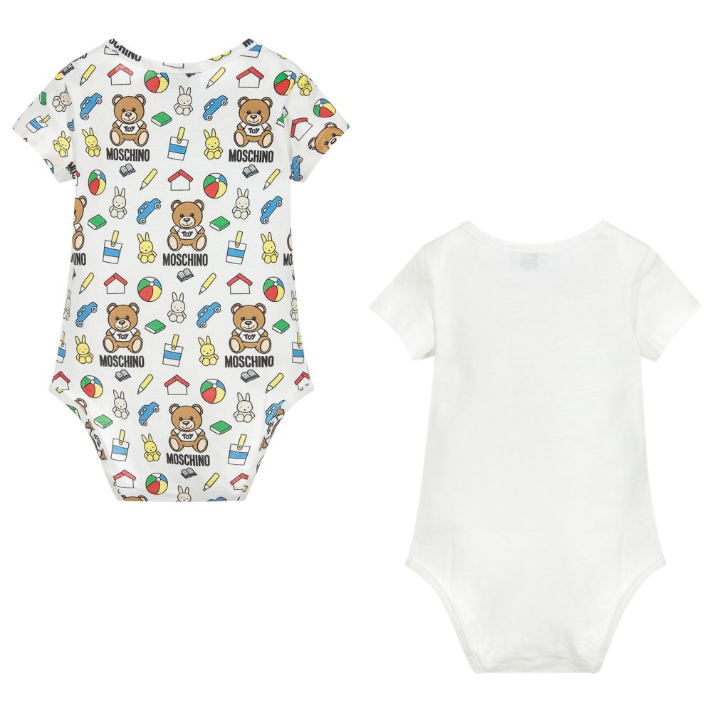 Baby Boys & Girls White & Toy Babysuits (2 Pack)