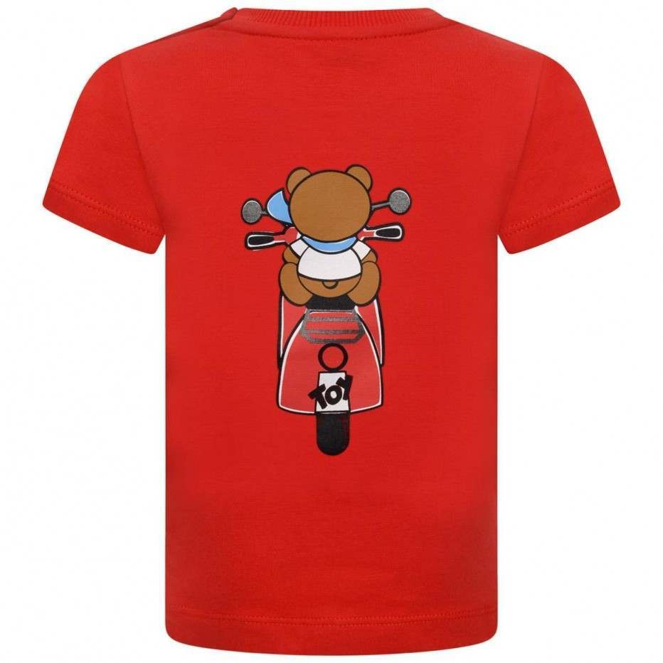 Baby Boys & Girls Red Printed Cotton T-Shirt