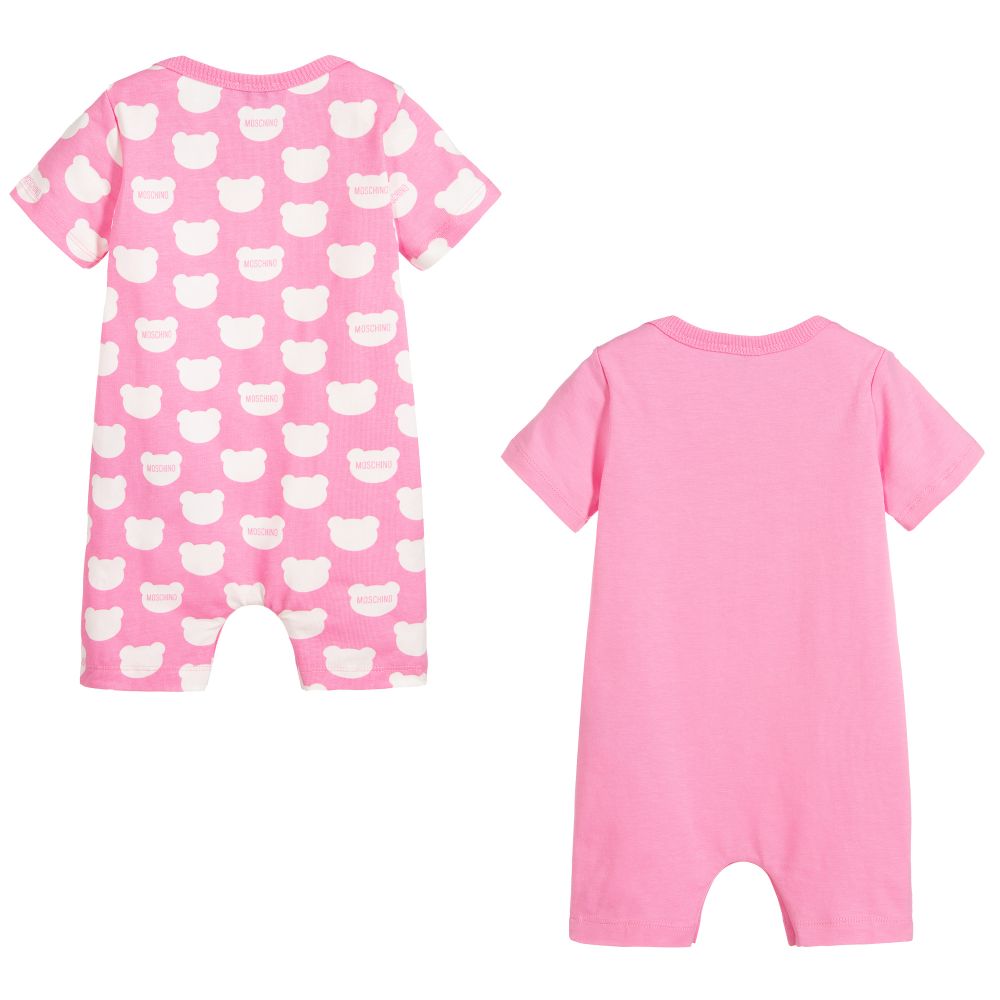 Baby Girls Pink Cotton Rompers Set (2 Pack)
