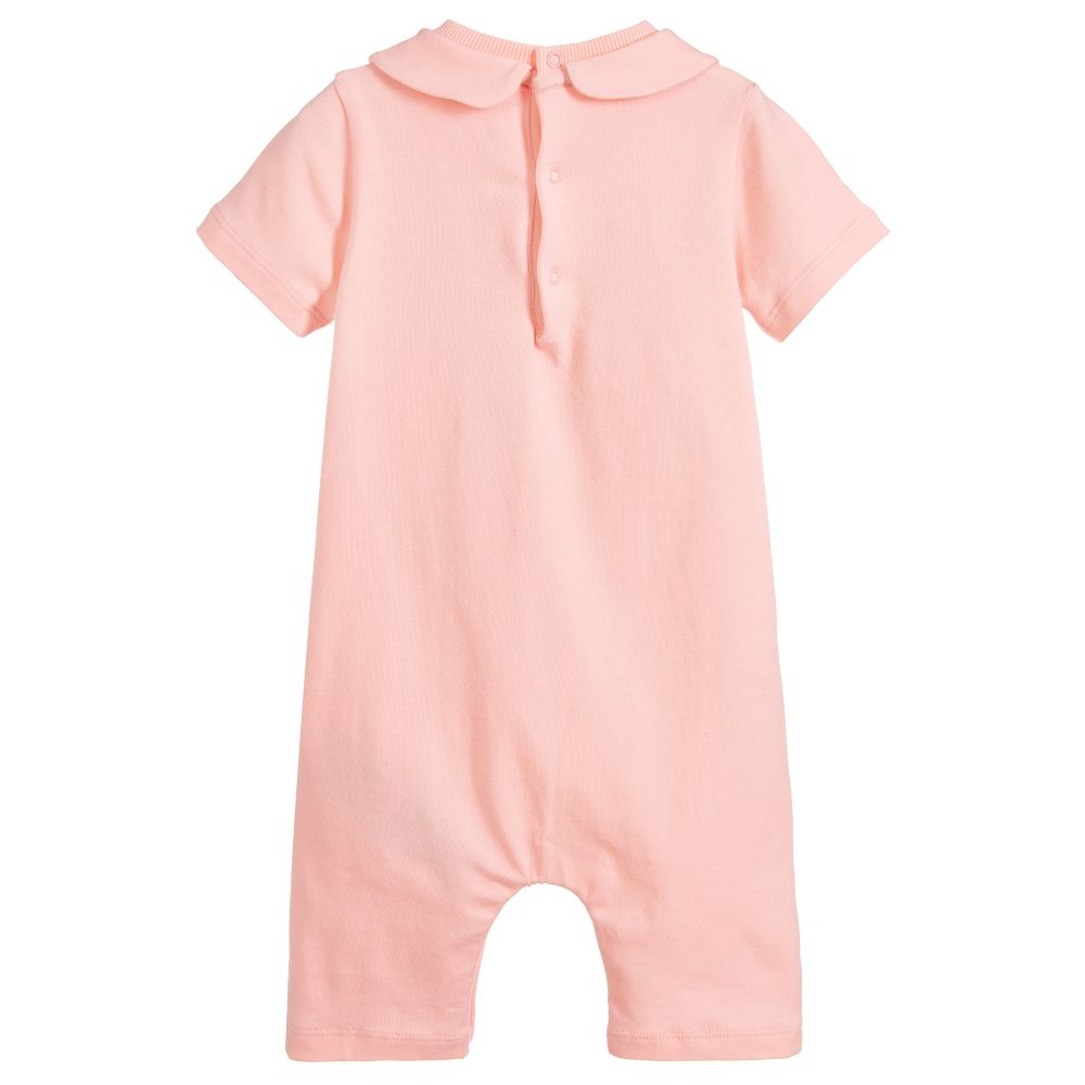 Baby Girls Pink Teddy Cotton Rompers