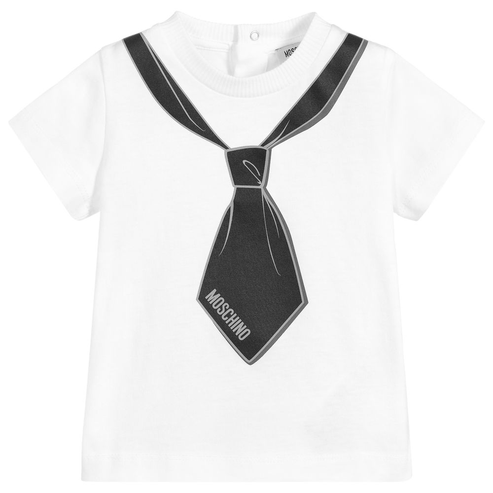 Baby Boys White Cotton T-Shirt