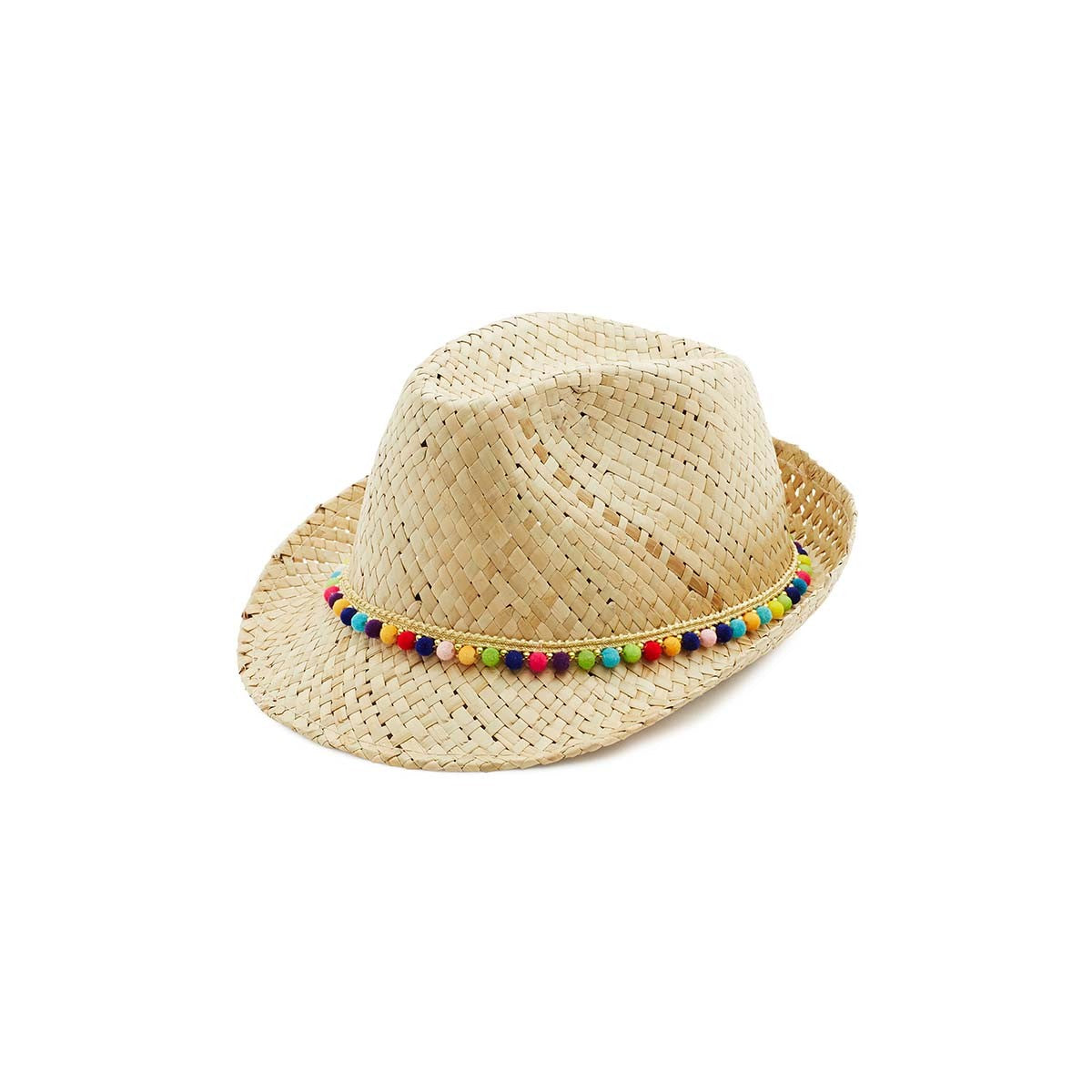 Girls & Boys Beige Staw Beads Hat
