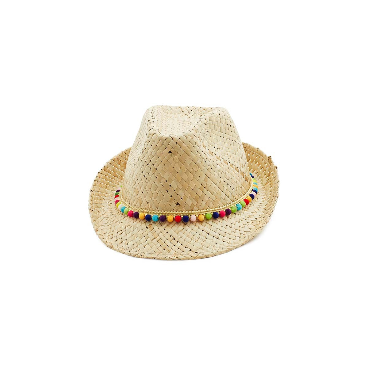 Girls & Boys Beige Staw Beads Hat