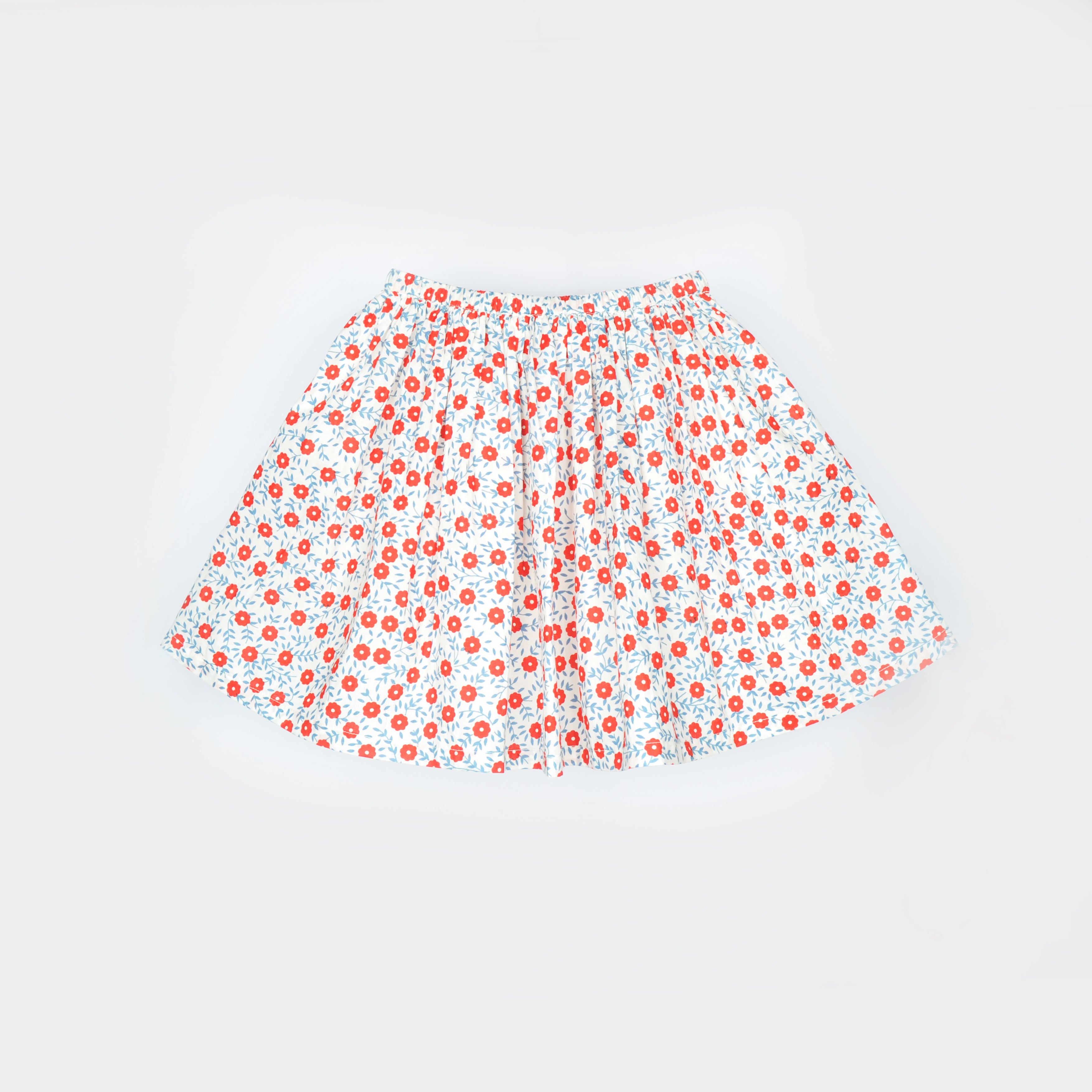 Girls Flower Printed Cotton Skirt
