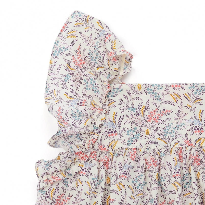 Girls Lavender Printed Cotton Dress