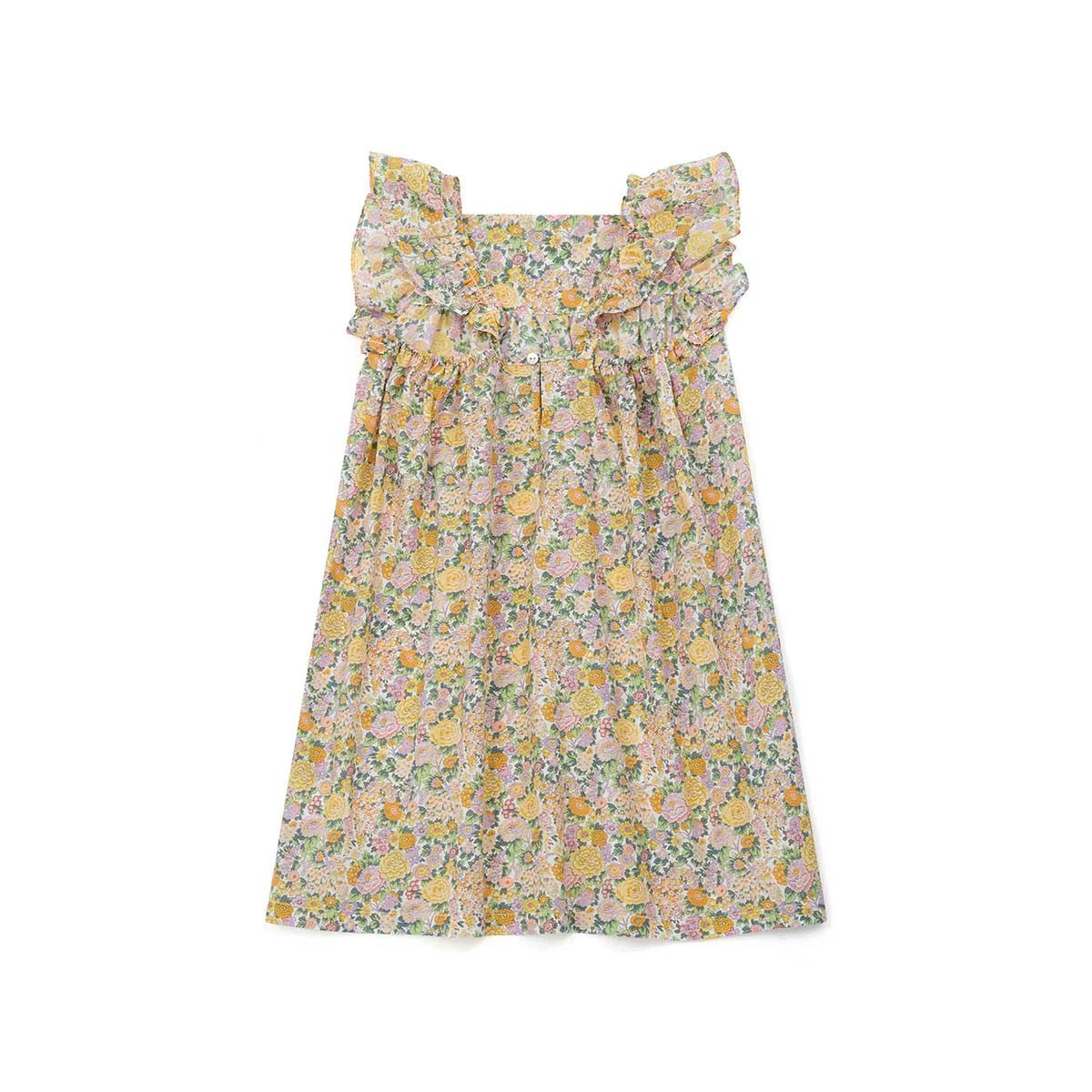Girls Yellow Printing Cotton Dress
