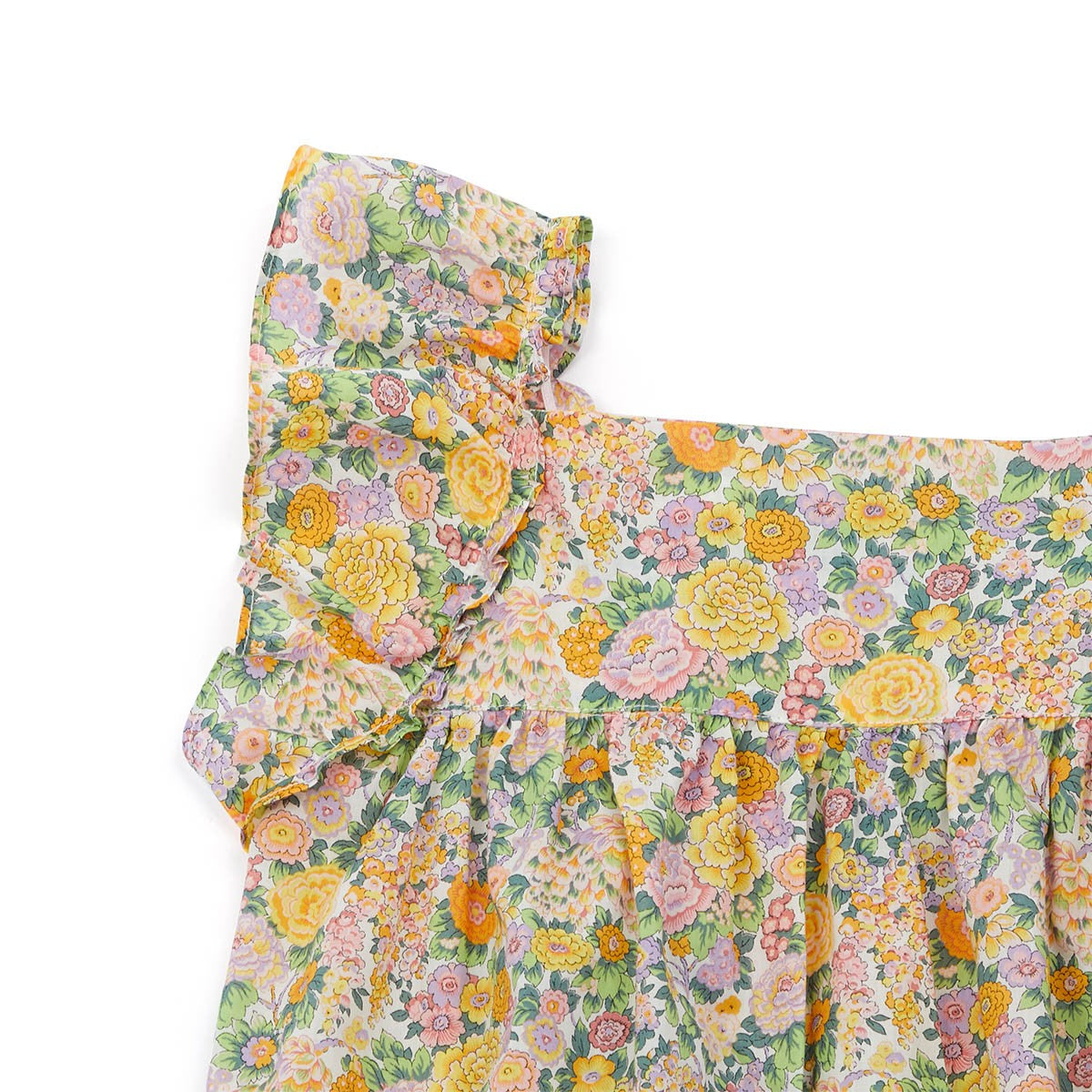Girls Yellow Printing Cotton Dress