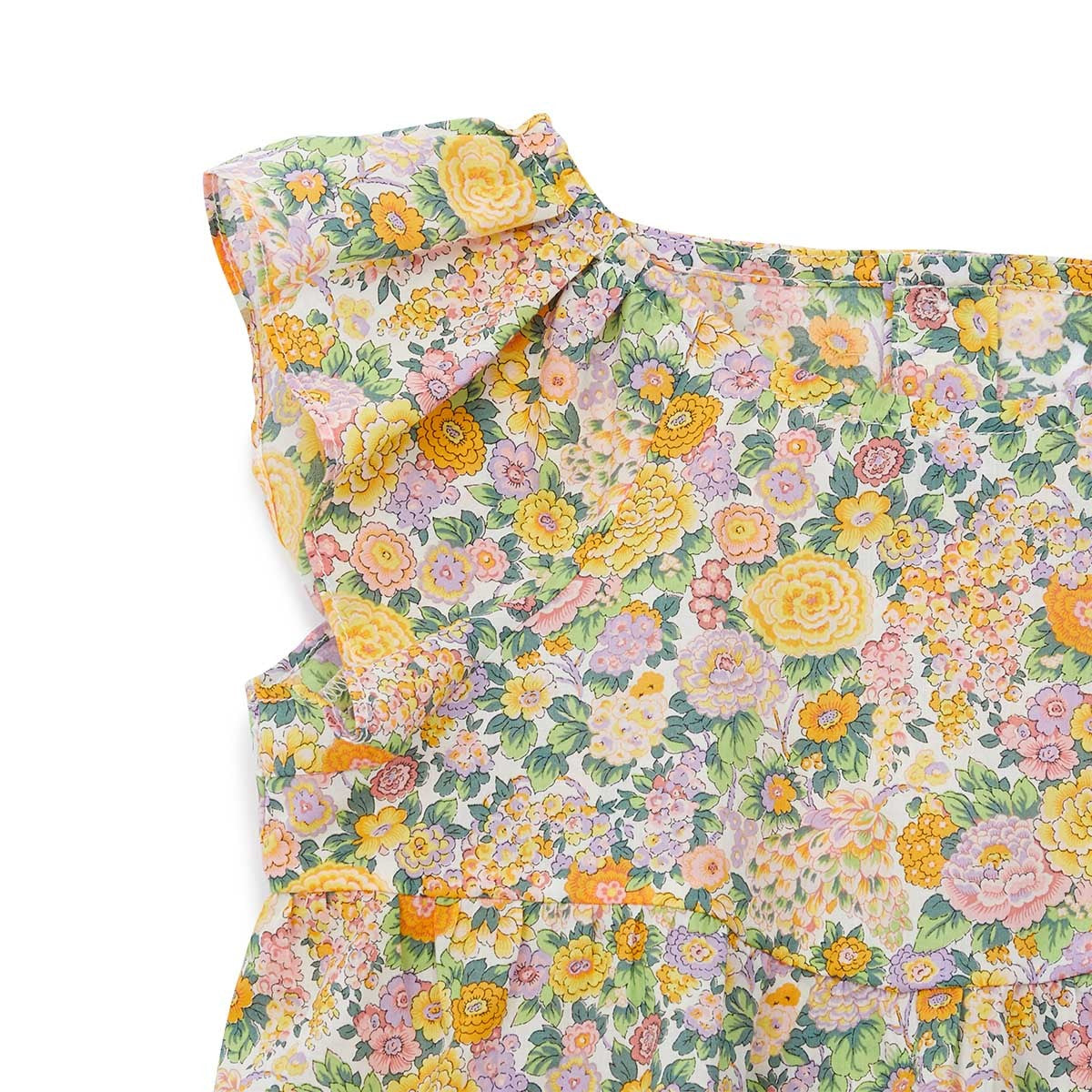 Girls Yellow Printed Cotton Top