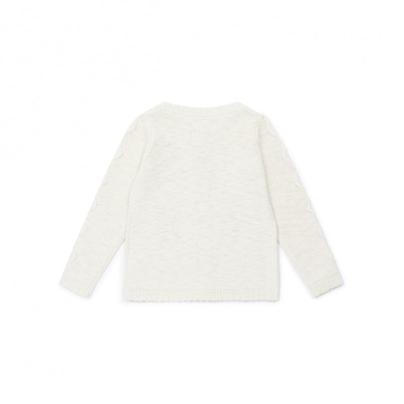 Girls White Embroidered Cardigan