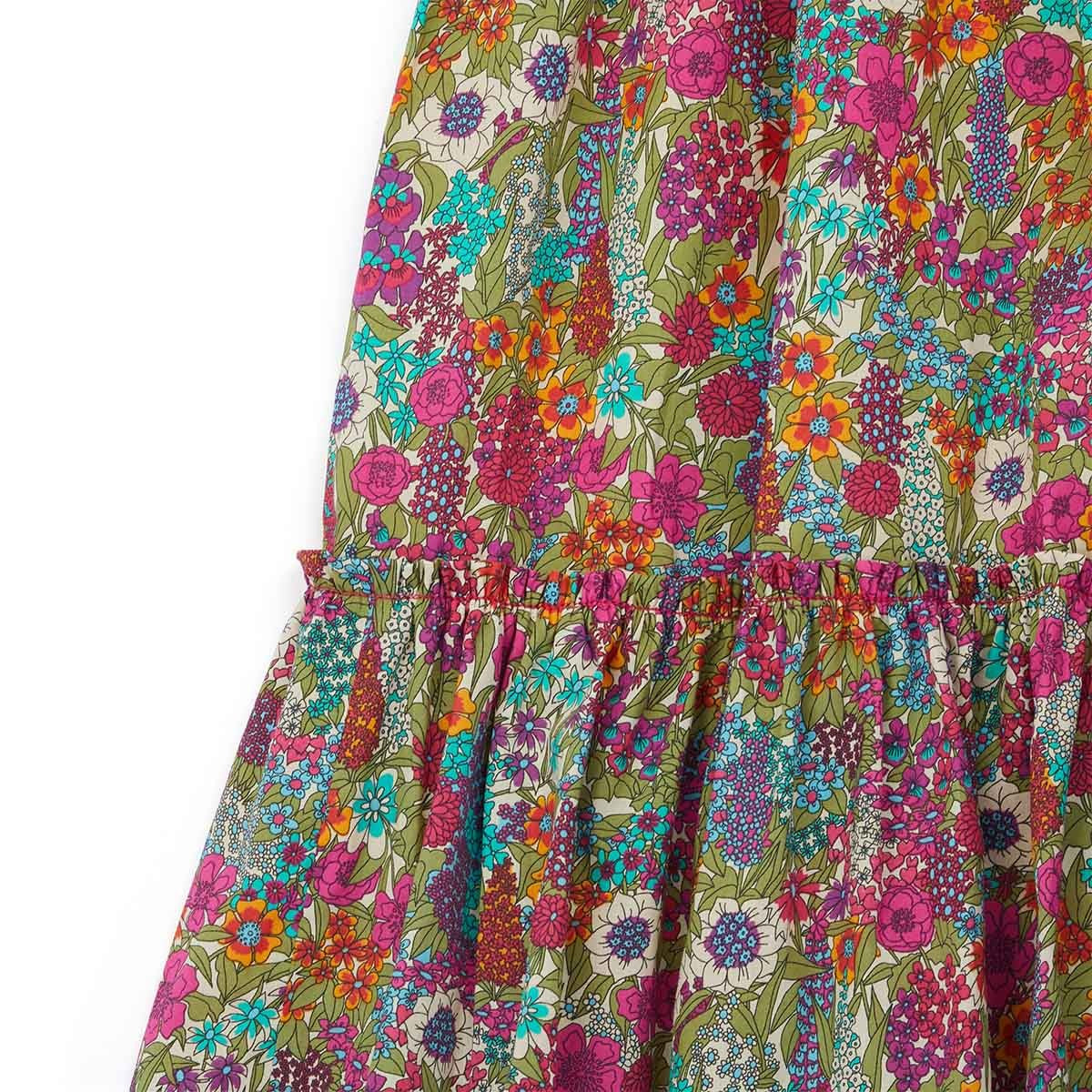 Girls Fuschia Printing Cotton Skirt
