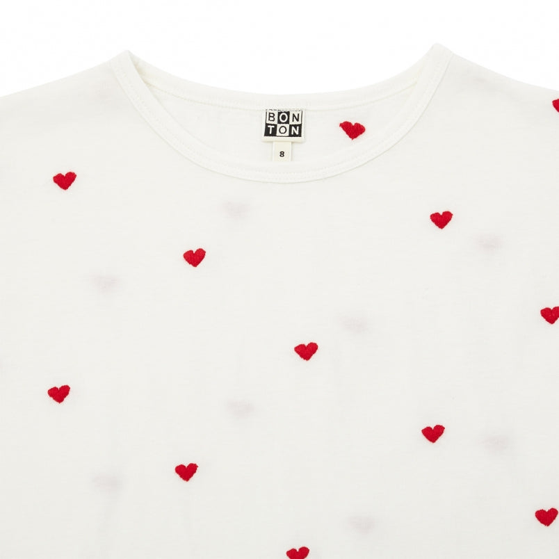 Girls White Heart T-shirt