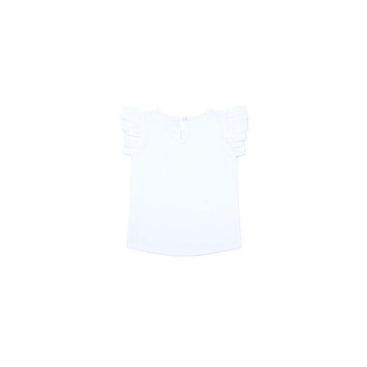 Girls White Cotton T-shirt