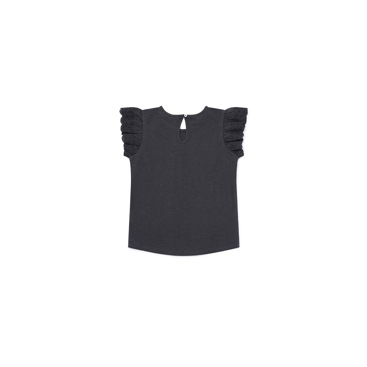 Girls Black Cotton T-shirt