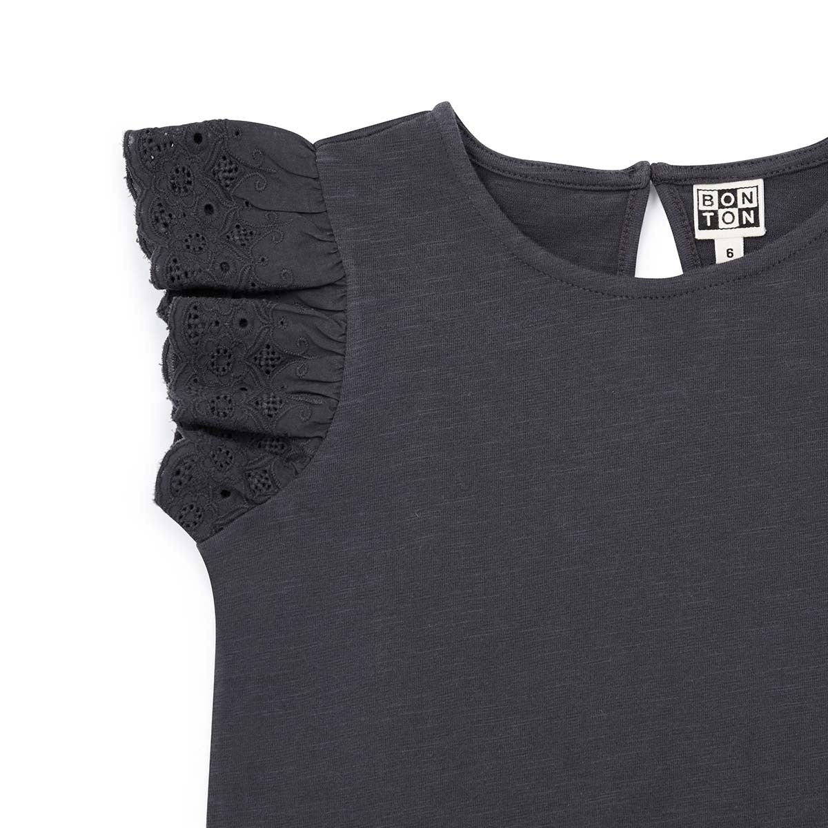 Girls Black Cotton T-shirt
