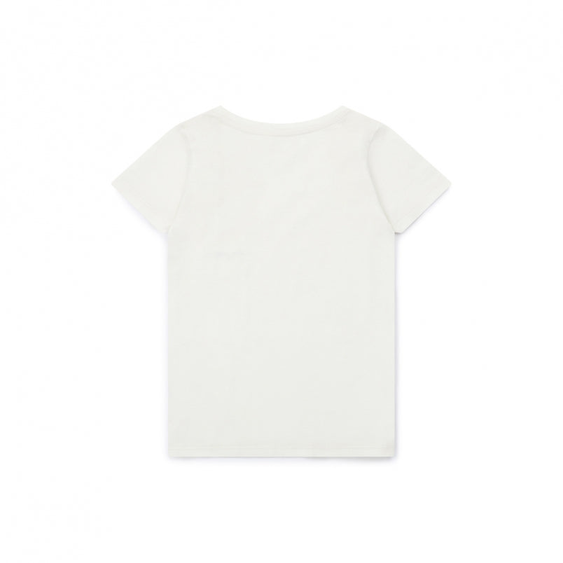Girls White Flowers Pocket T-shirt