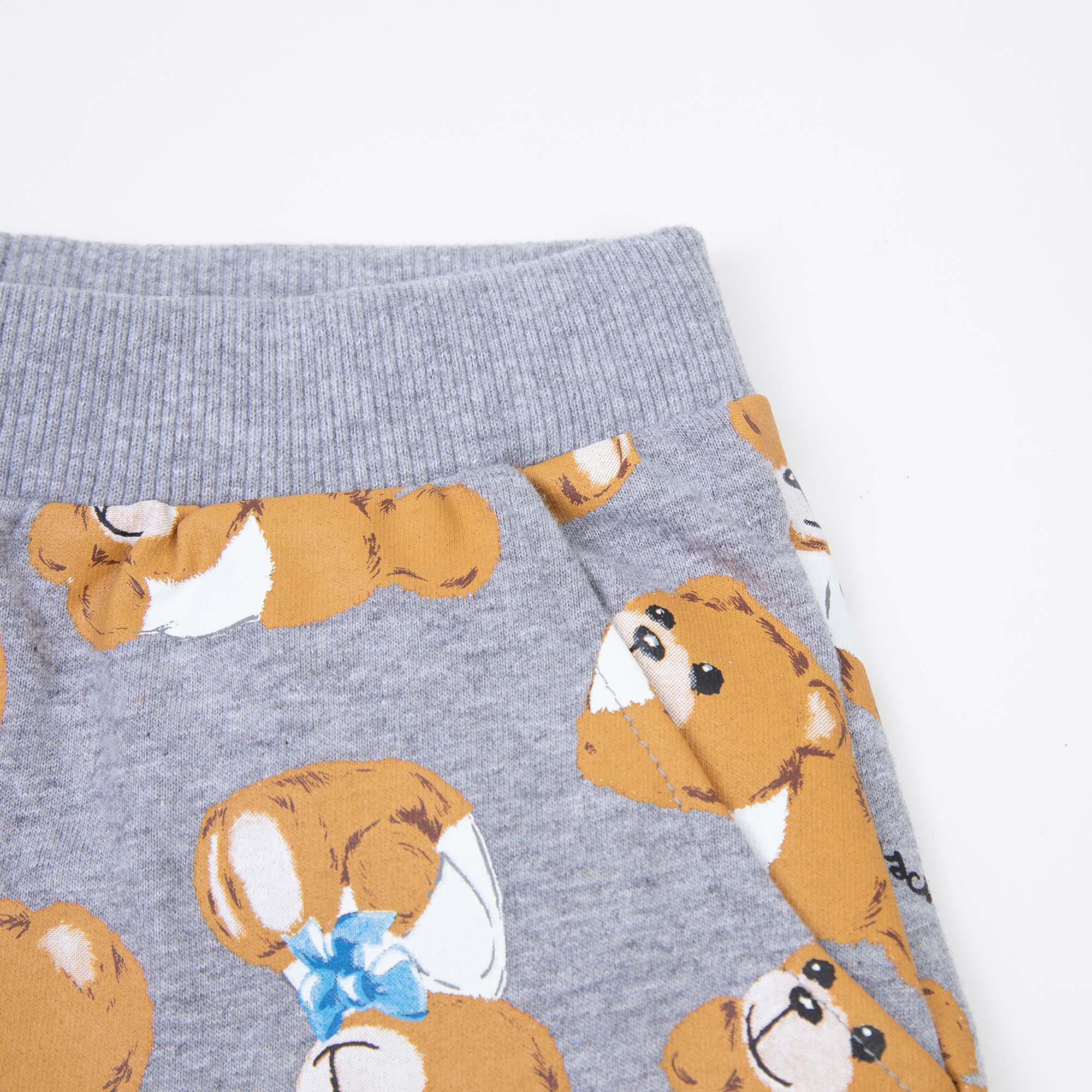 Baby Boys & Girls Grey Printed Cotton Trousers