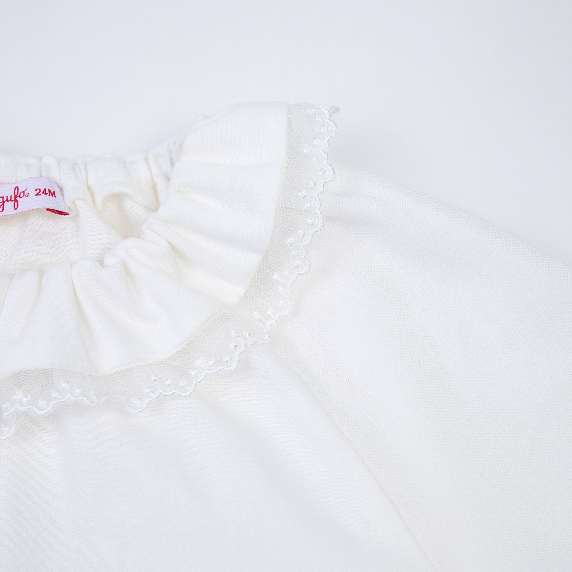 Baby Girls White Cotton Babysuit