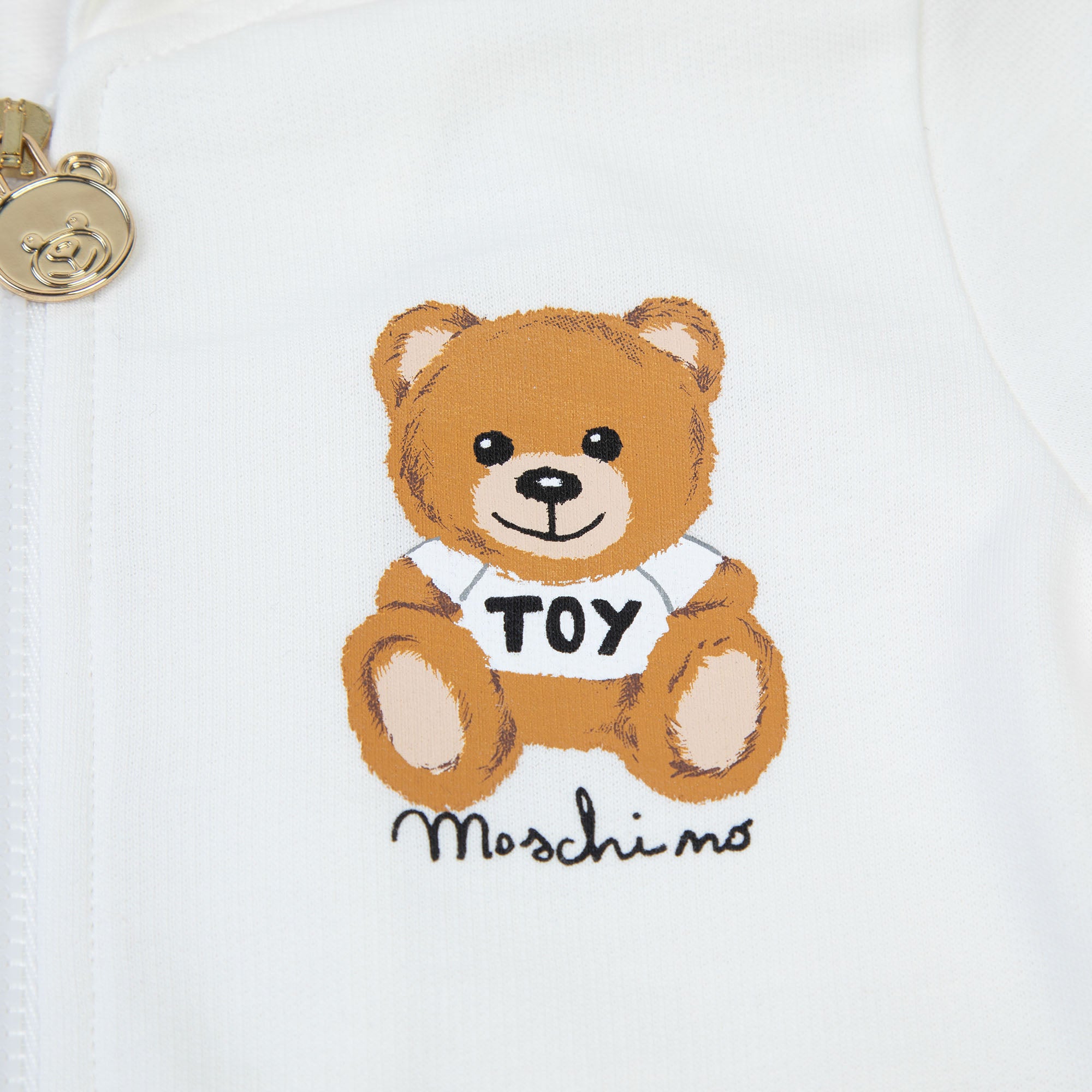 Baby Boys & Girls White Cotton Zipped Top