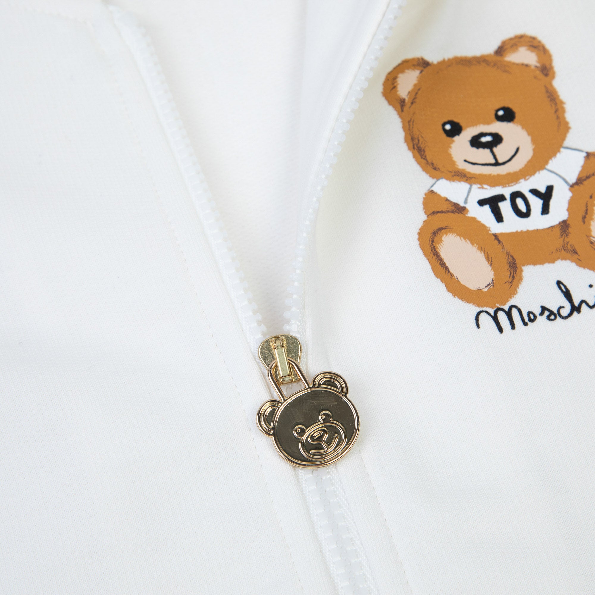 Baby Boys & Girls White Cotton Zipped Top