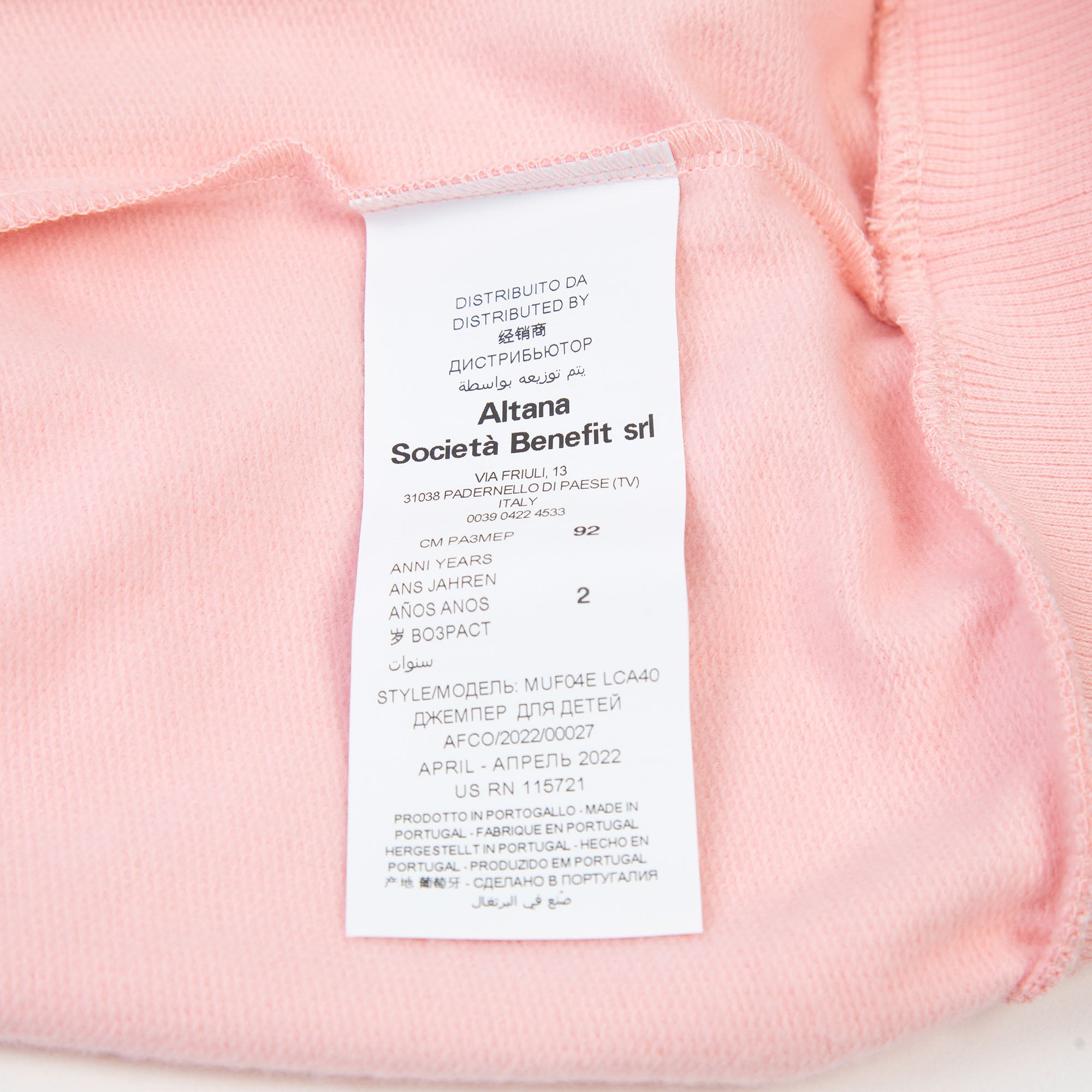 Baby Boys & Girls Pink Logo Cotton Sweatshirt