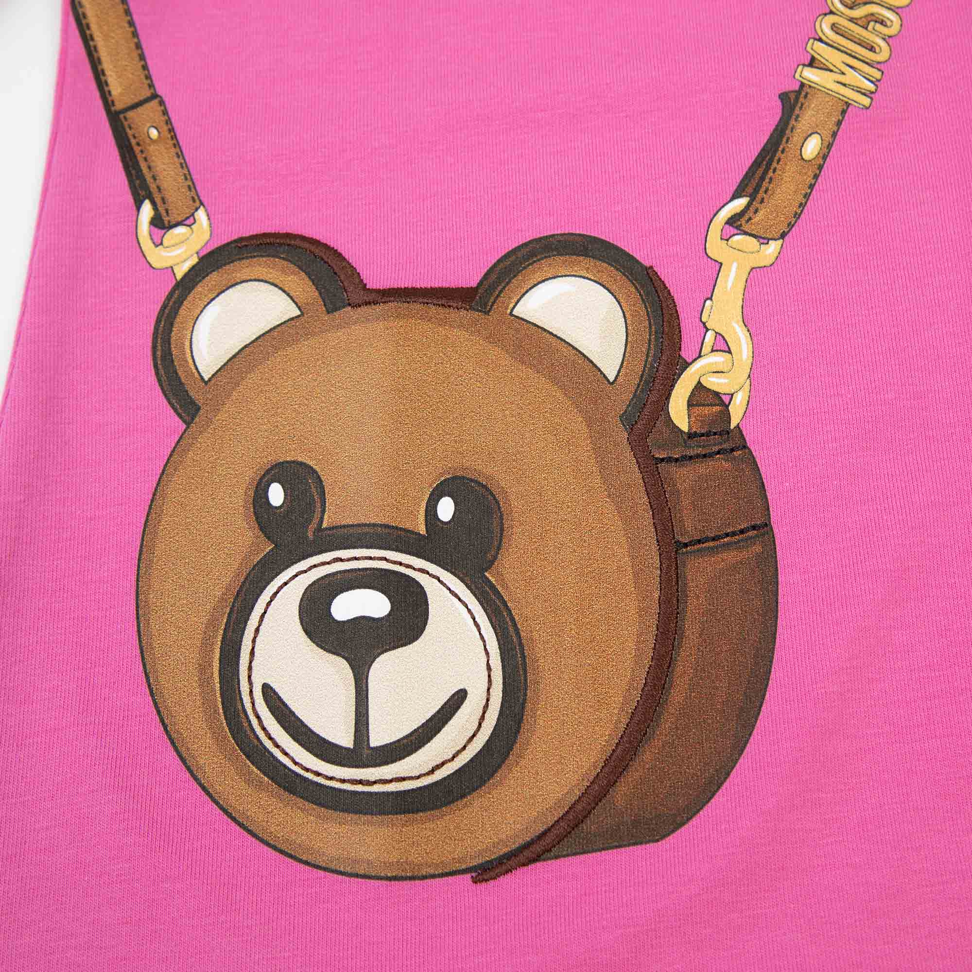 Girls Fuschia Printed Cotton T-Shirt
