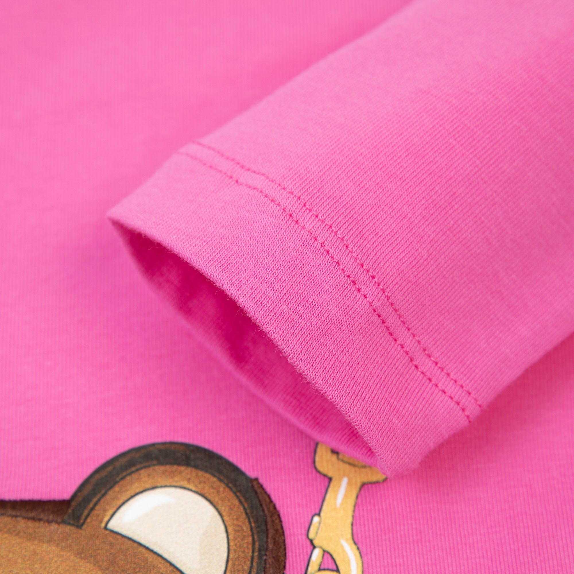 Girls Fuschia Printed Cotton T-Shirt