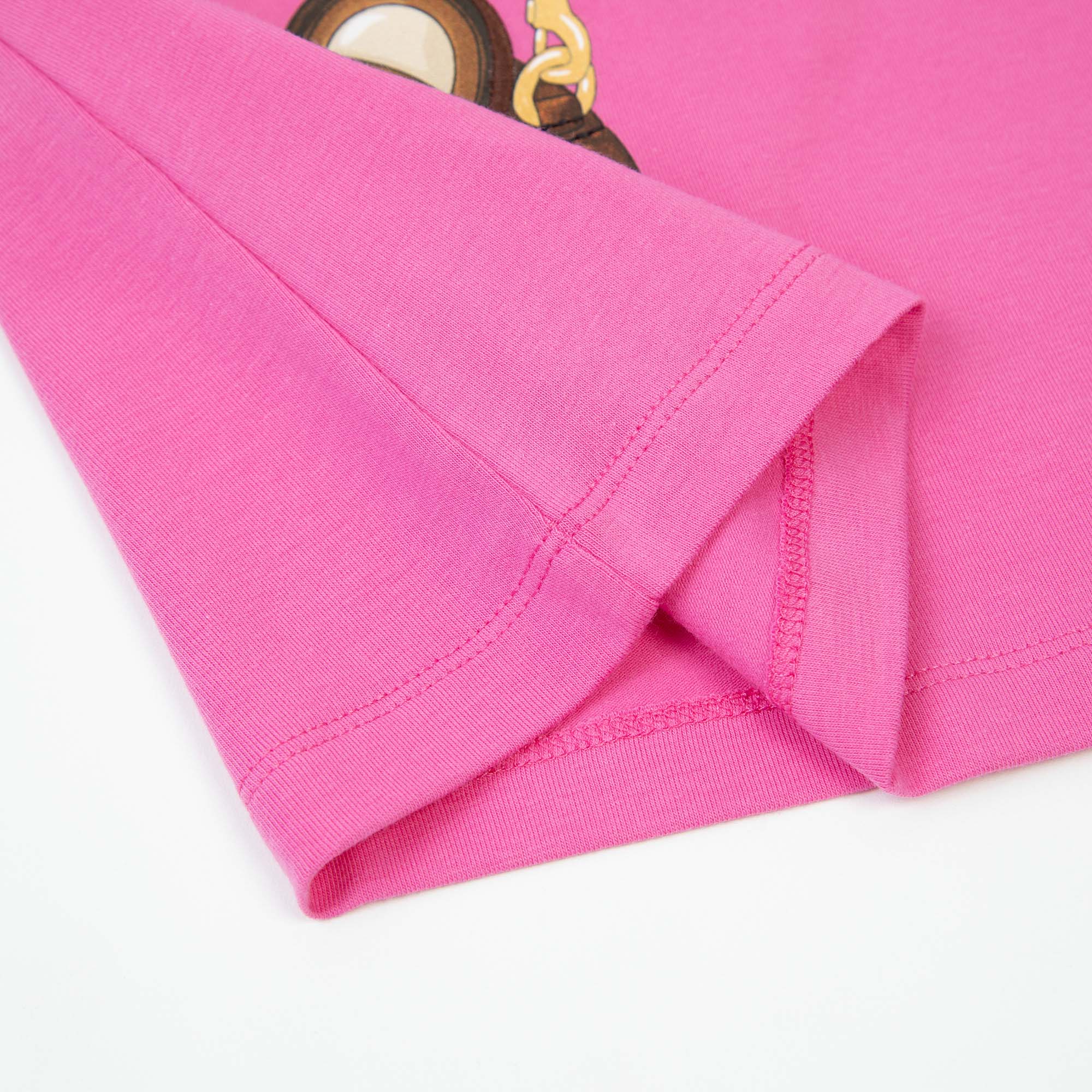 Girls Fuschia Printed Cotton T-Shirt