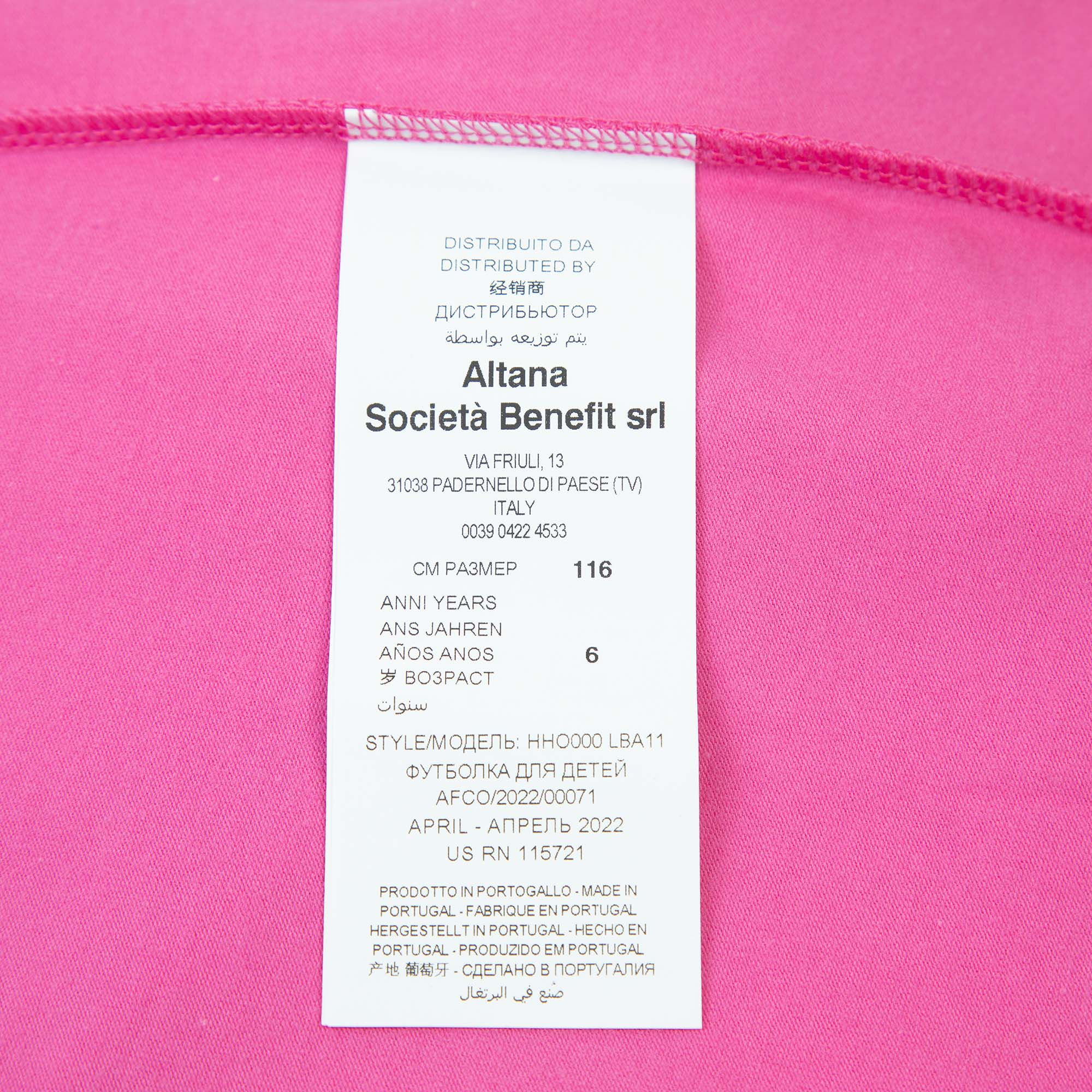 Girls Fuschia Printed Cotton T-Shirt