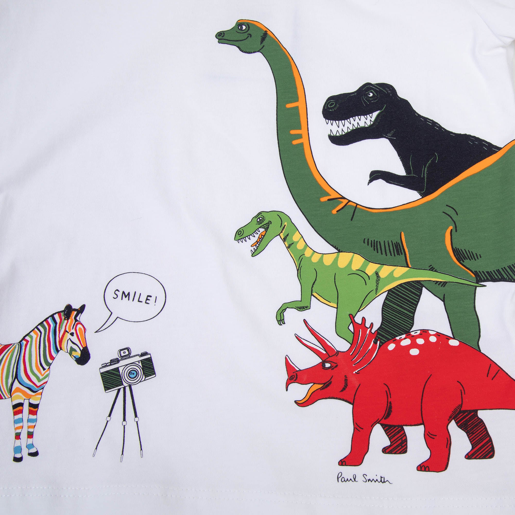 Boys White Printed Cotton T-Shirt