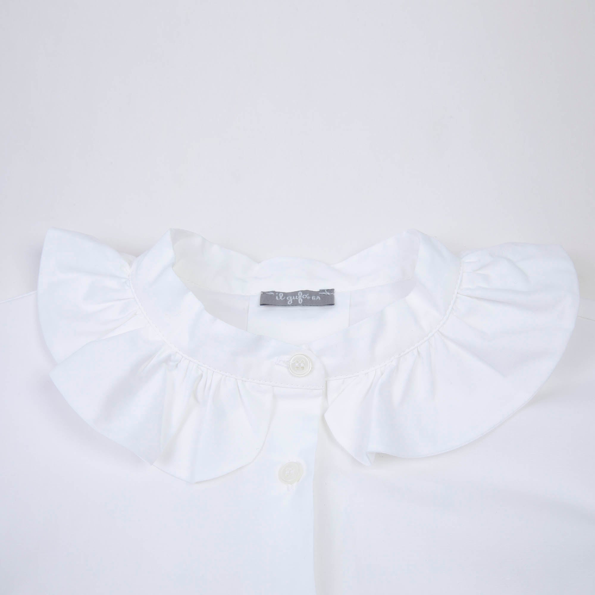 Girls White Ruffle Cotton Shirt