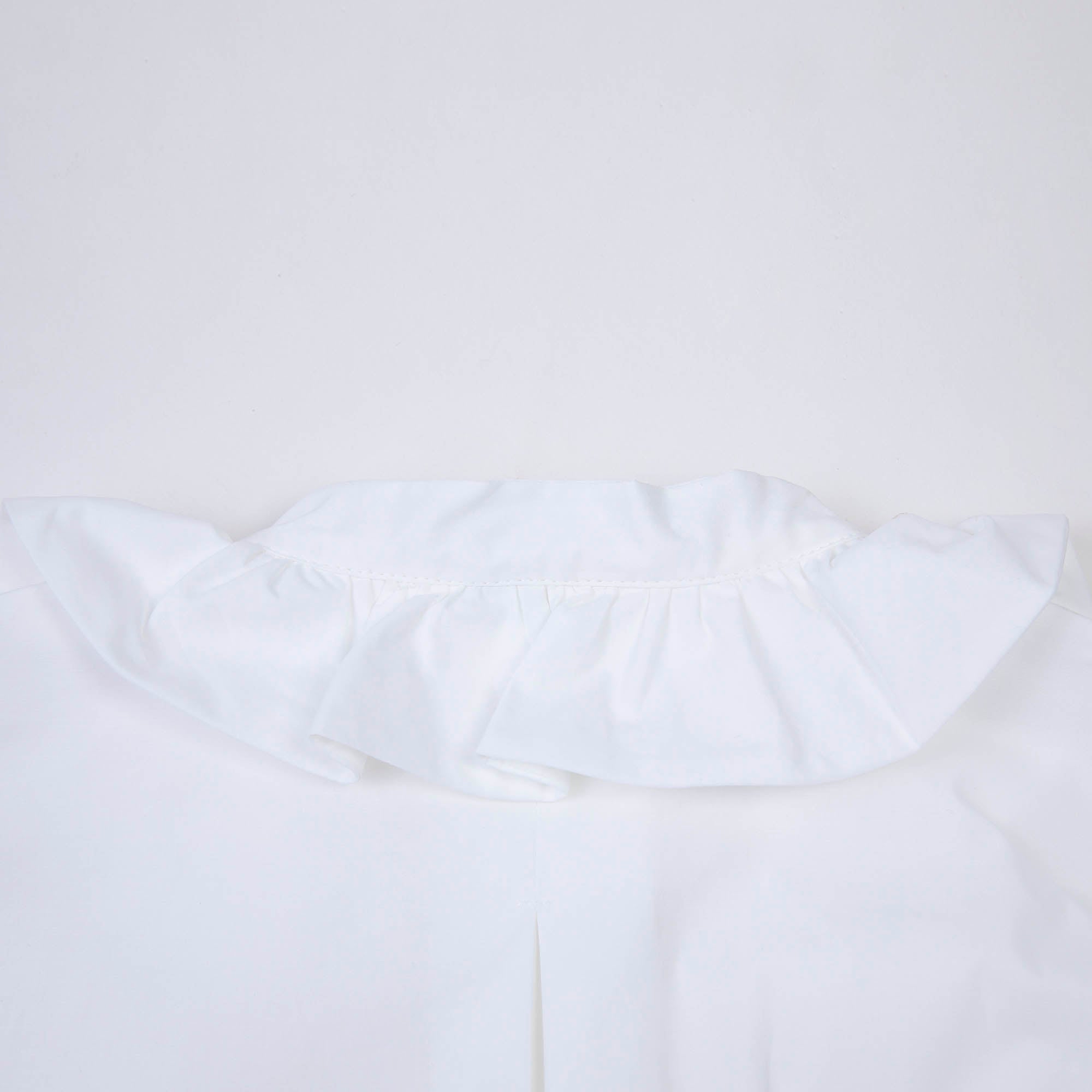 Girls White Ruffle Cotton Shirt