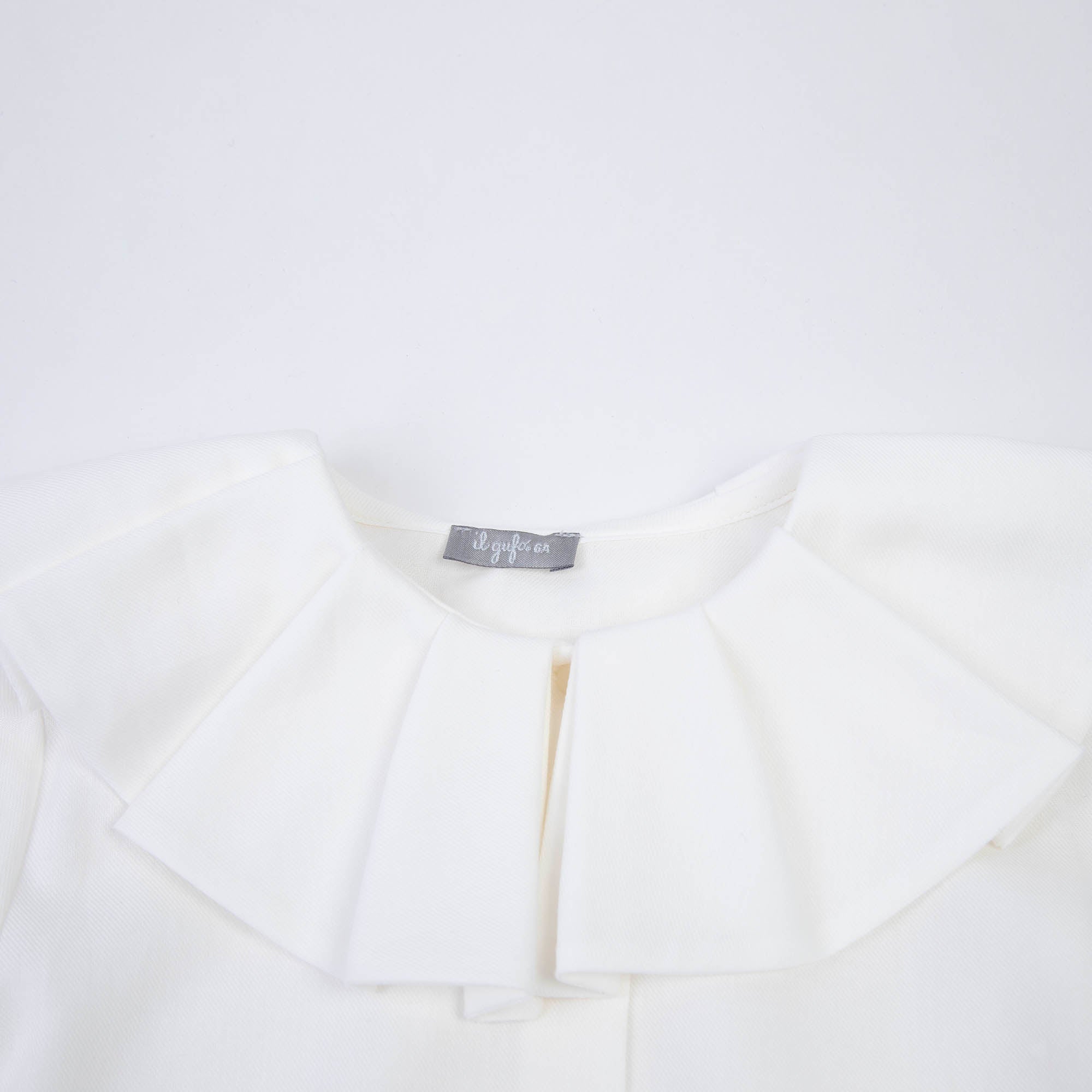 Girls White Ruffle Cotton Shirt