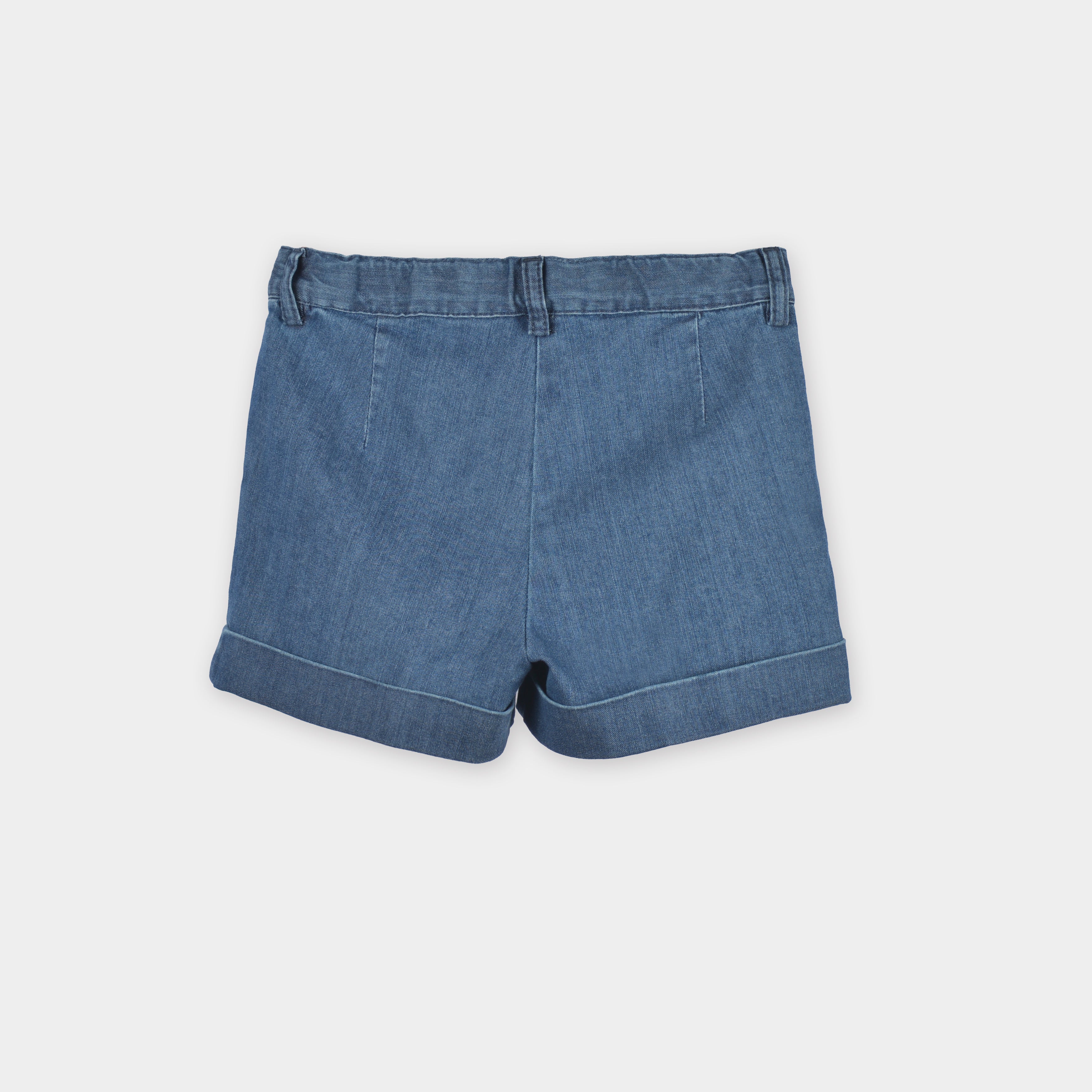 Girls Denim Blue Cotton Shorts