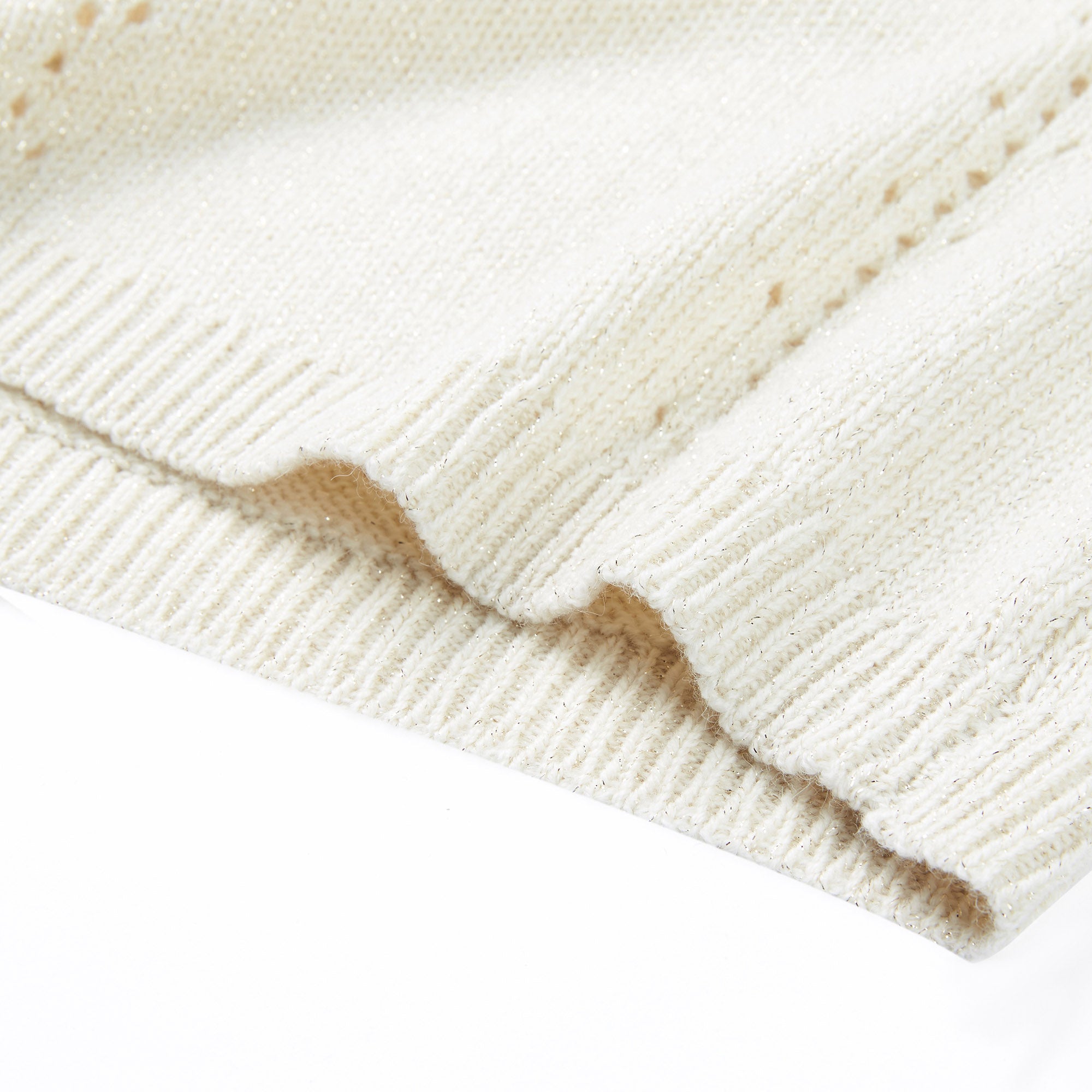 Girls White Frill Wool Sweater