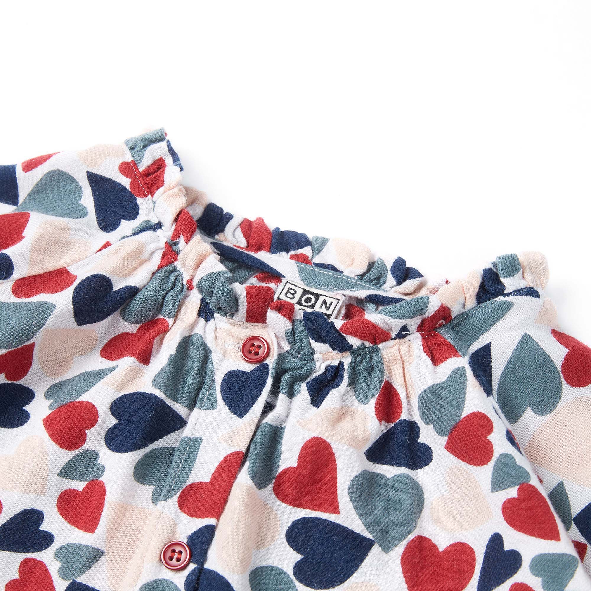 Girls Beige Heart Cotton Blouse