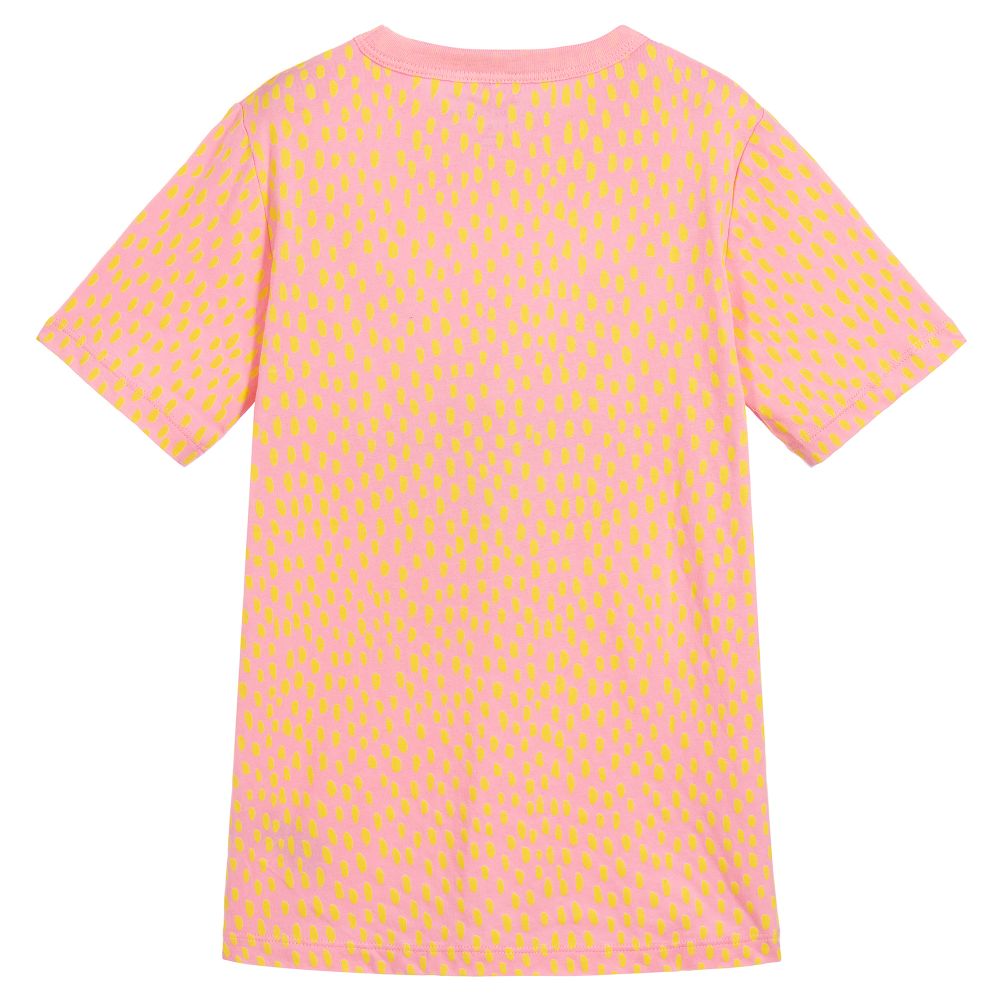Girls Pink & Yellow Painted Dots Dress