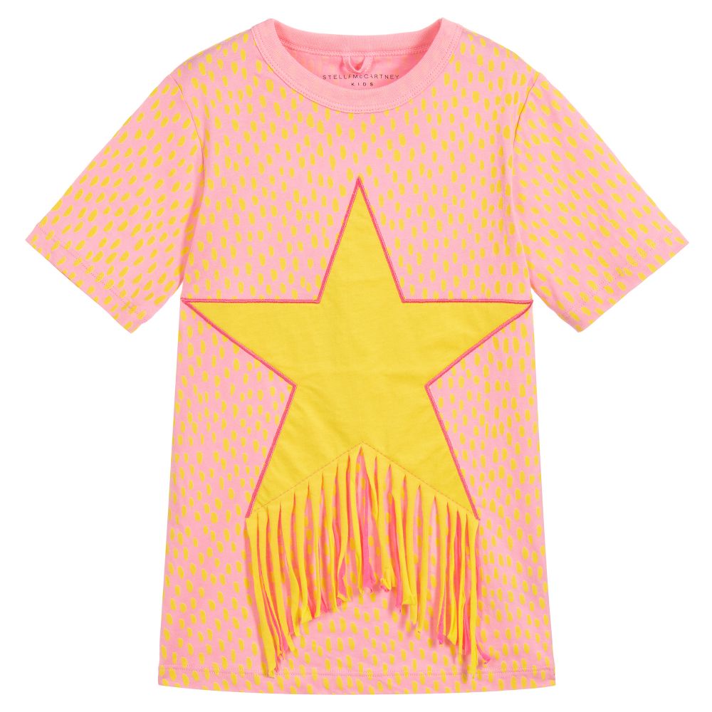 Girls Pink & Yellow Painted Dots Dress