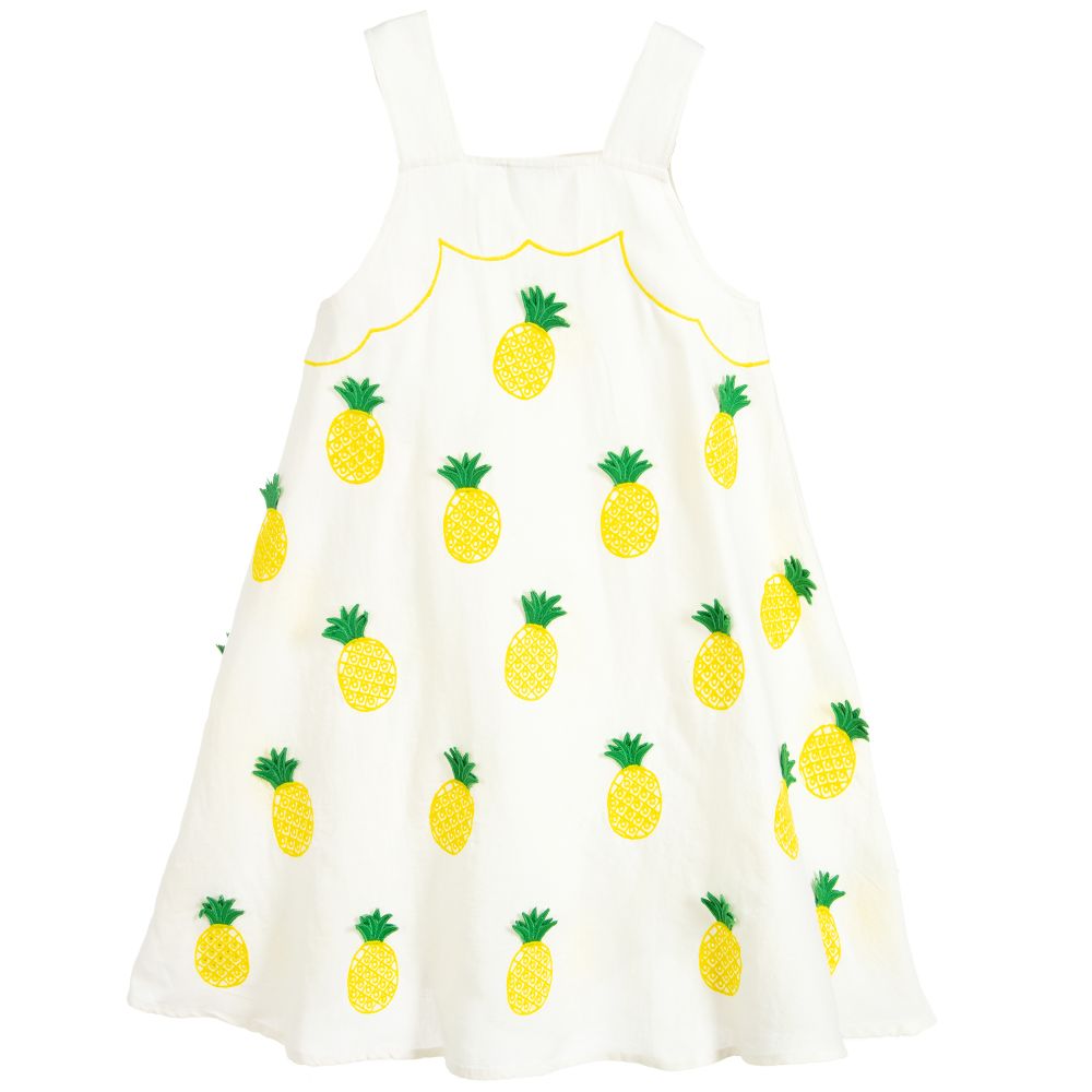 Girls White Pineapple Dress