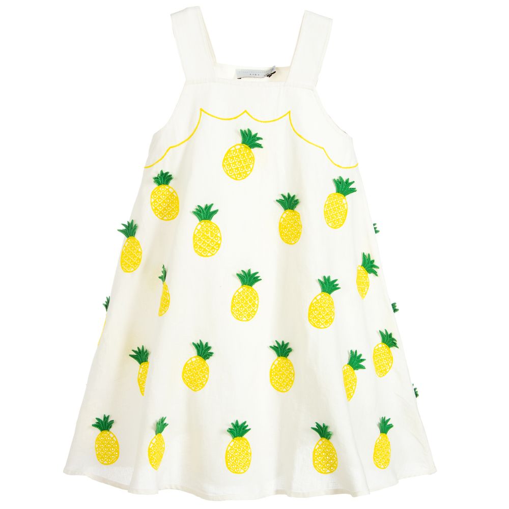 Girls White Pineapple Dress