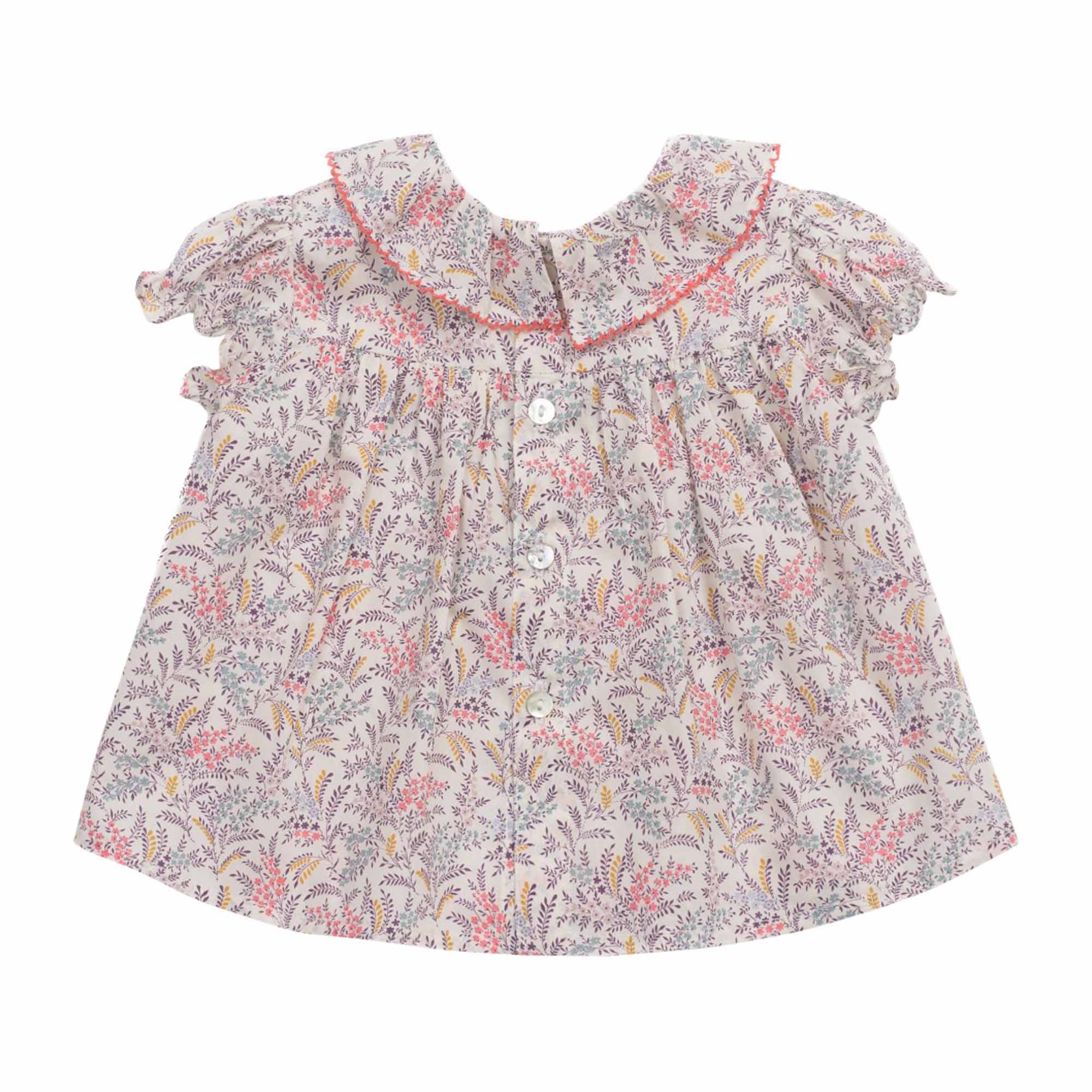 Baby Girls Multicolor Leaf Cotton Blouse